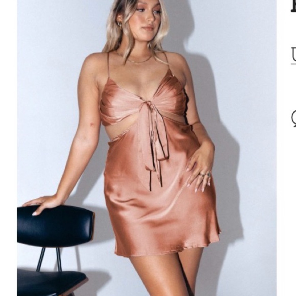 Princess Polly Copper Satin Tie-Front Mini Dress